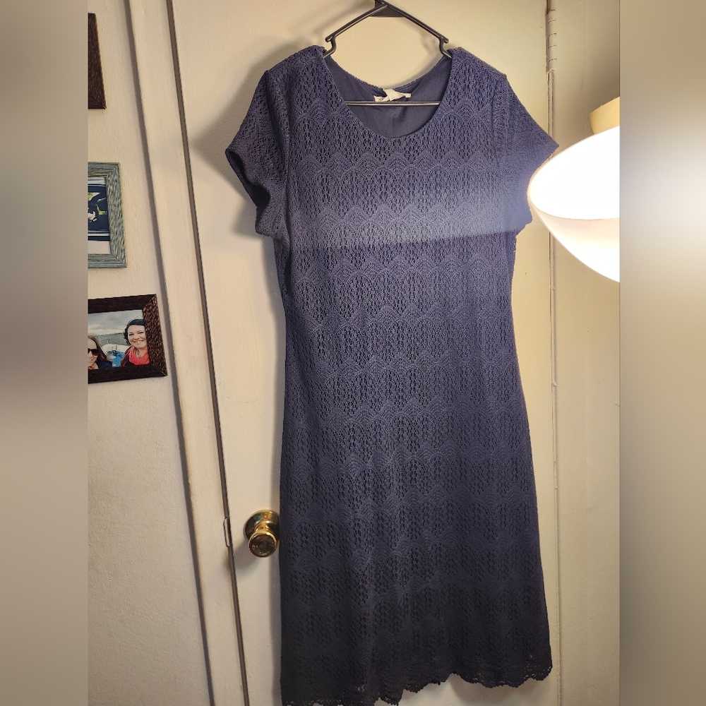 DownEast Navy Lace Midi Dress XL
